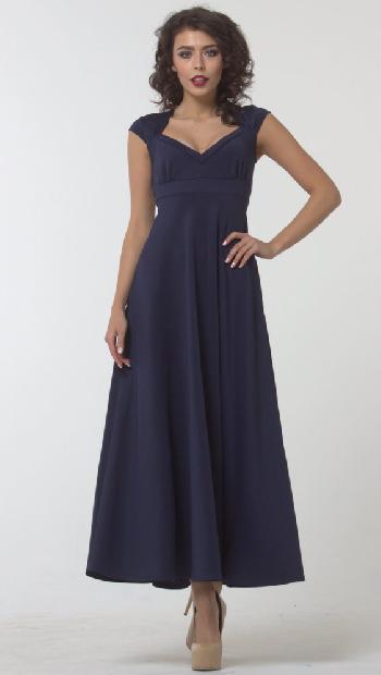 Платье "Летти" 68264-макси водолаз т.синий